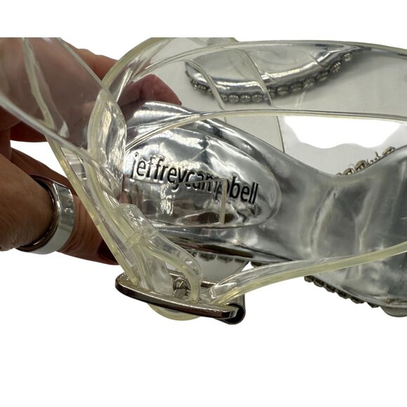 Jeffrey Campbell Silver Crystal Charmed Heeled Sandal NWB - Size 6.5 - Picture 9 of 12